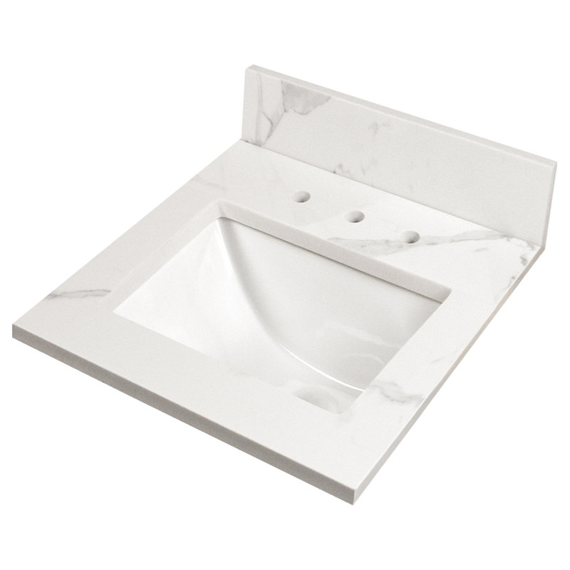 31" Iced White Ceramic Undermount Single Sink Vanity Top
