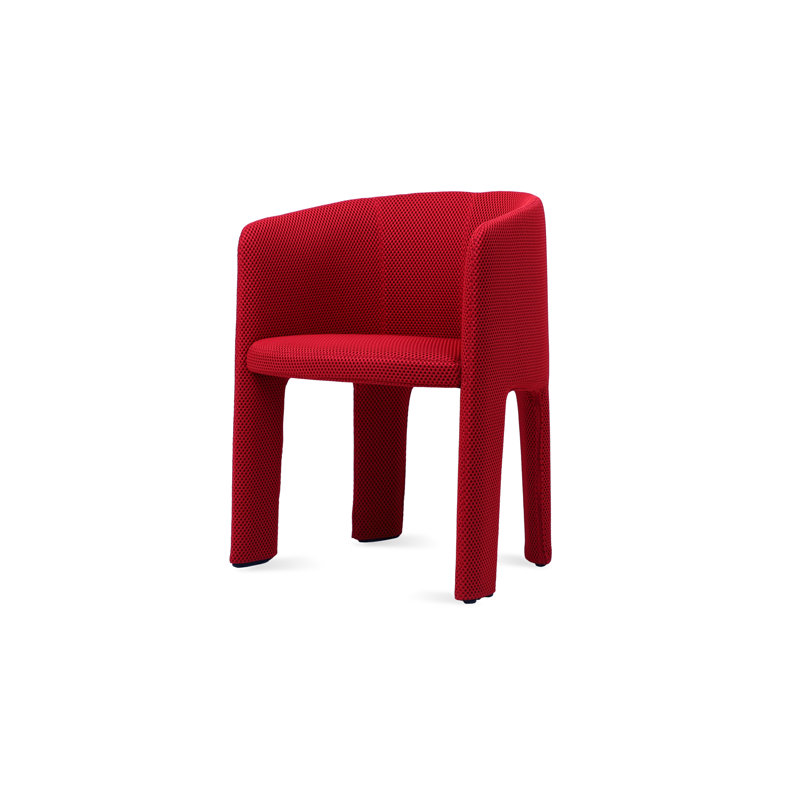 Chaise avec accoudoirs Camilla en tissu rouge