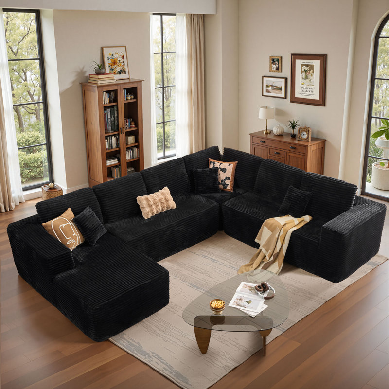 Kustas No Assembly Required Upholstered Boneless Sectional, Free Combination Compression Sofa For Living Room, Home Theater