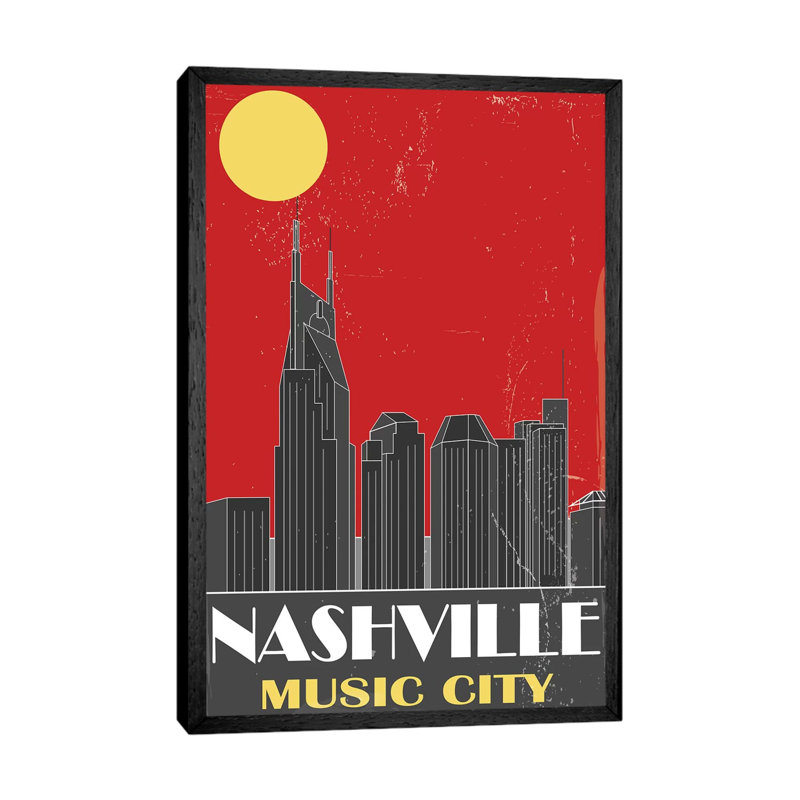 Nashville, Red - Print on Canvas, 101.6 cm H x 66.04 cm W, Black Framed
