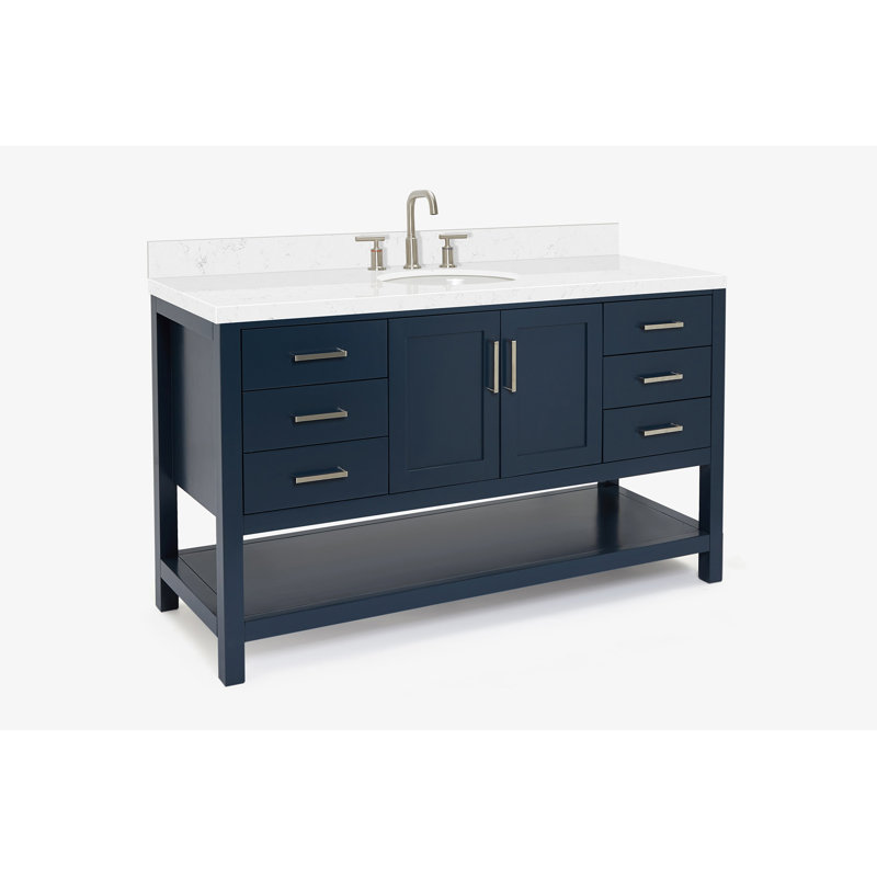 ARIEL Magnolia 60 Single Sink Bathroom Vanity with Top, Midnight Blue
