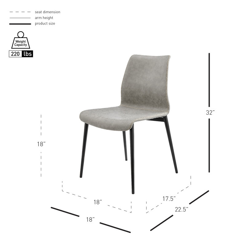 Jeljazka Faux Leather Dining Side Chair, Gray