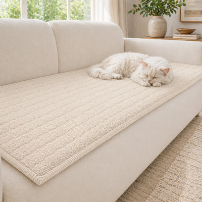 Soft Textured Sherpa Box Cushion Sofa Slipcover