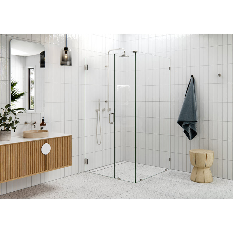 Illume 40 in. x 40.5 in. x 78 in. 90-degree wall hinged Fully Frameless Glass Shower Enclosure