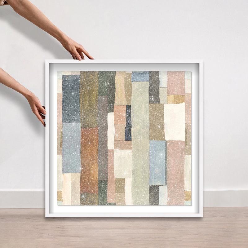 Beige Blocks II Shadowbox Abstract Print by Oliver Gal, Black Frame, 12 x 12, 31.5"H x 31.5"W, White Frame