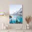 «Turquoise Lake with Misty Snowy Mountains and Pine Trees», art mural sur toile-330301742