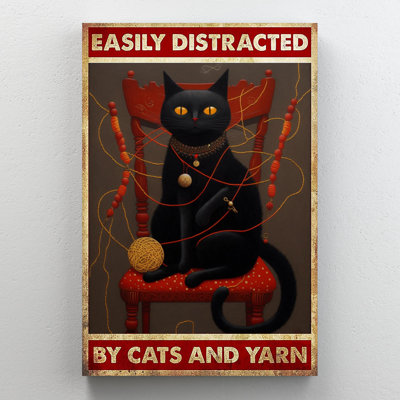 «Easily Distract» par Cats And Yarn, impression sur toile