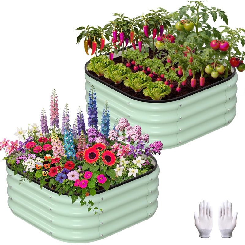 Metal Raised Garden Bed, Green