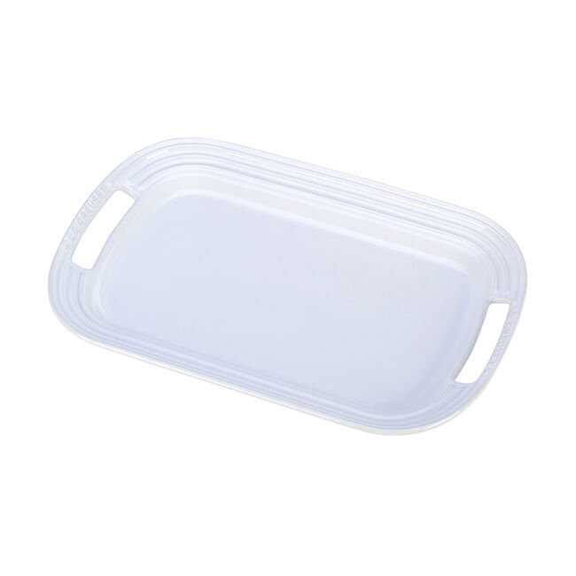 Stoneware Rectangular Serving Tray, White, 1.5" H x 14" W x 9.7" L