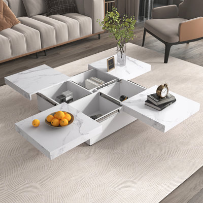 Table basse rectangulaire avec plateau en bois manufacturé
