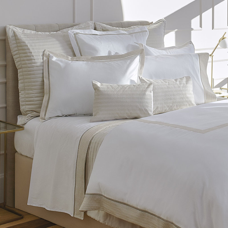 Windsor 100% Cotton Sateen Sheet Set, Twin, white-latte