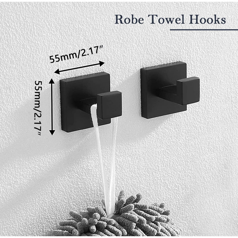 5-Piece Bathroom Hardware Set, SUS304 Stainless Steel Wall Mounted Towel Bar, Ring, Toilet Paper Holder And Hooks, Rustproof And Durable Bathroom Accessories