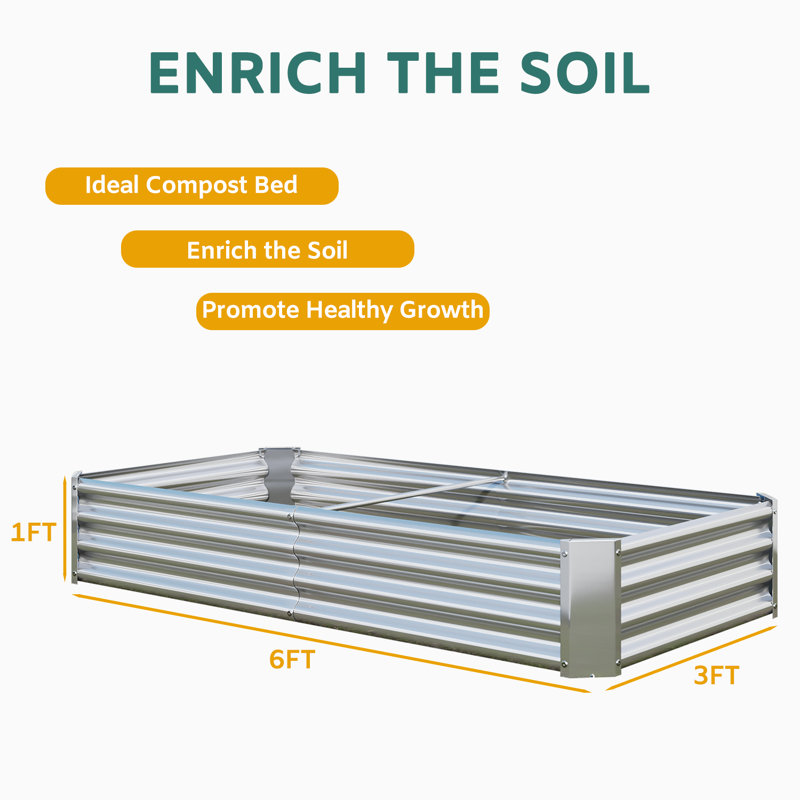 Metal Garden Bed, Silver