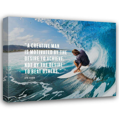 Latitude Run® ArtsyQuotes Gallery Wrapped Canvas Art Titled: Ayn Rand Quote: Creative Man