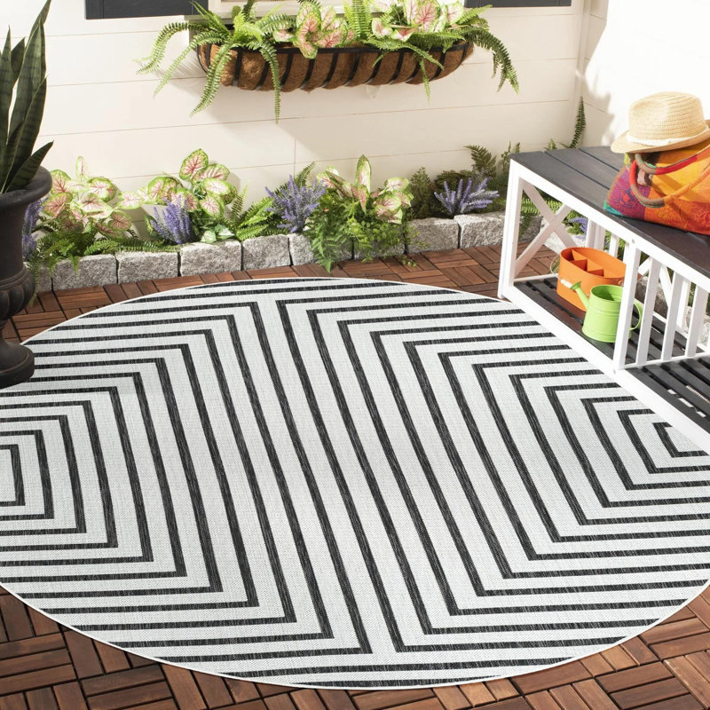 Tapis contemporain de couleur blanche et noire Odawa, Rectangle 9 pi x 12 pi