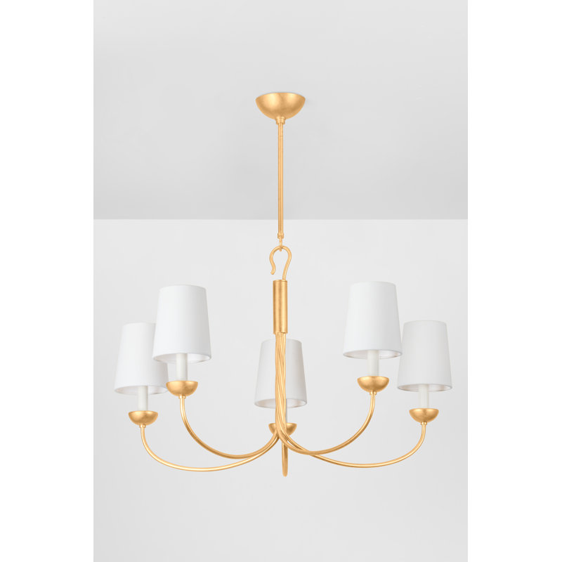 Lustre 5 lumières Montpelier, Laiton vieilli / sable doux