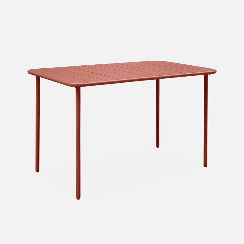 Polonius Rectangular Metal Outdoor Dining Table , 120cm cm W 70cm cm D, Red