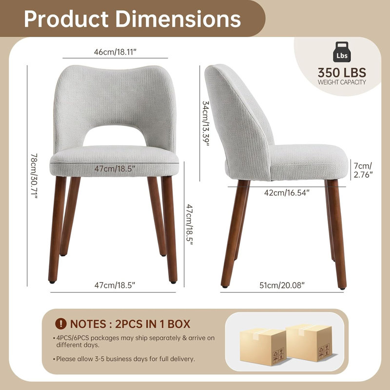 Chaises de salle à manger modernes, chaises de cuisine à dossier creux, pieds en bois massif, 4 pièces