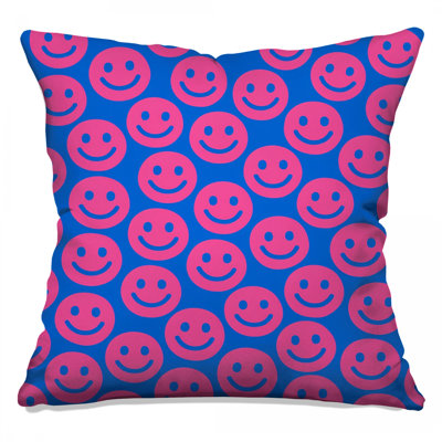 Pink Smiley Faces Double Sided Throw Pillows