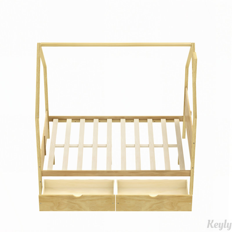 Lit en forme de maison avec tiroirs de rangement et tête de lit, Twin, White