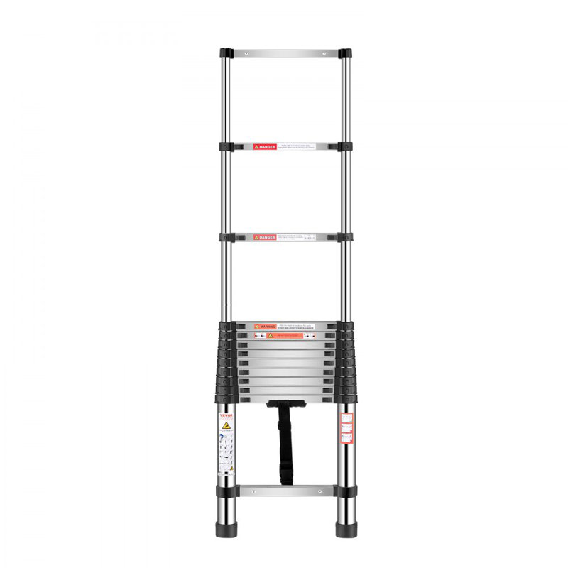 Telescoping Ladder Stainless Steel Extension Step 12.5 ft Portable Ladders