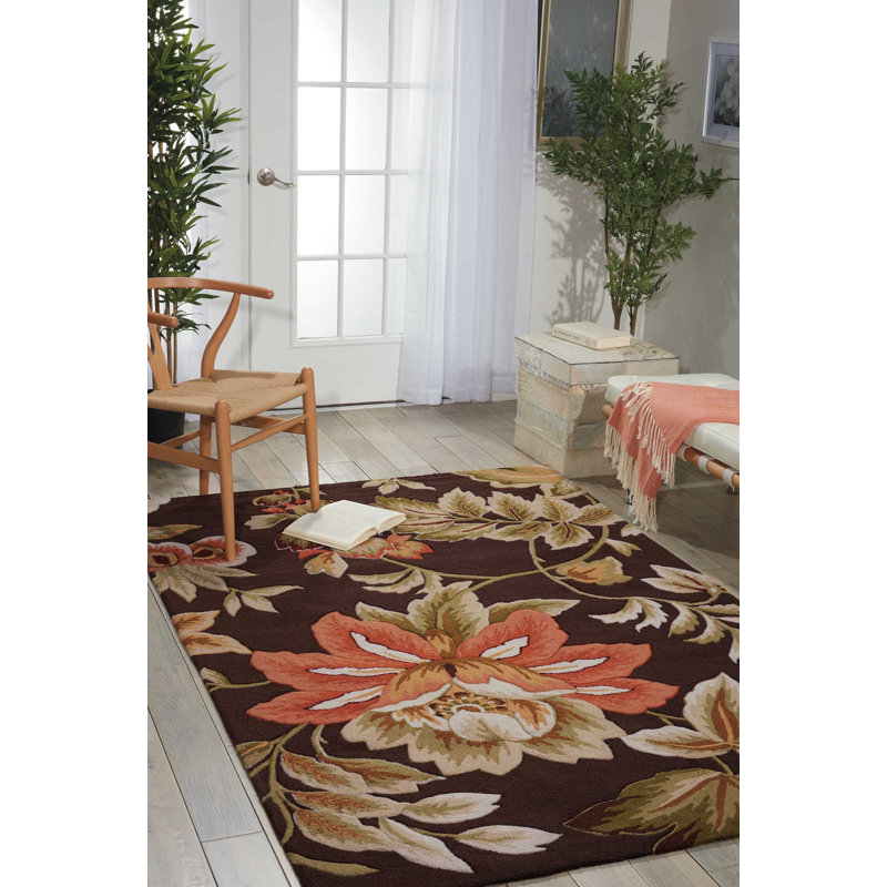 Tapis chocolat contemporain Karyn, Rectangle 1 pi 9 po x 2 pi 9 po