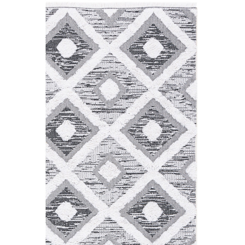 Tapis noir / ivoire Augustine 730, Tapis de couloir 2 pi x 9 pi