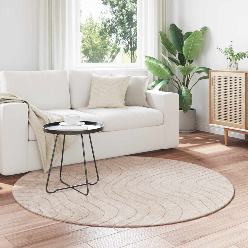 Modern Indoor and Outdoor Rug, Beige, Round 160 cm