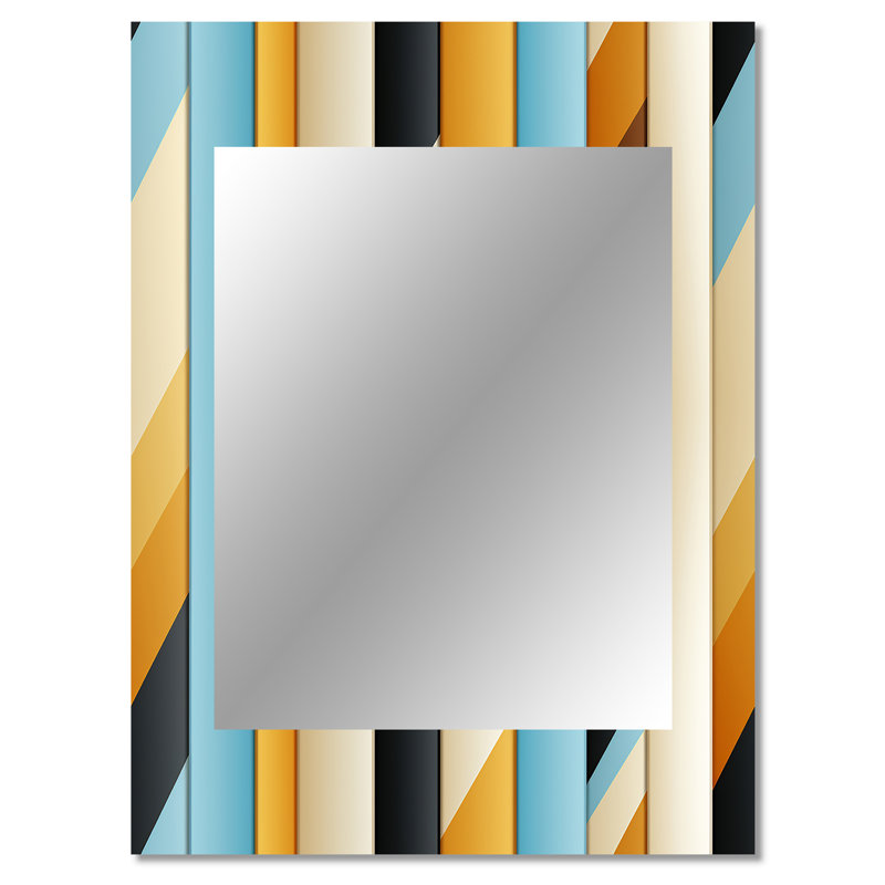 Keili Urban Chic Striped Pattern - striped  Mirror, Modern Decorative Wall Mirror, Printed Metal Art, 40" x 30"