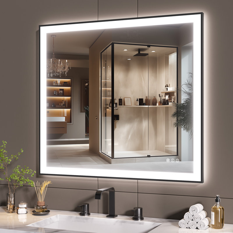 Wrought Studio™ LED Bathroom Mirror with Lights, Lighted Vanity Mirrors for Bathroom Anti-Fog, Dimmable, 3 Colors, Wall Mounted  with ETL & 5-Year Warranty