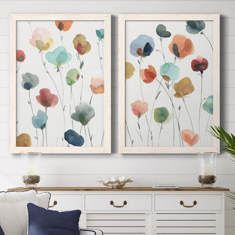 «Lollipop Garden I», ensemble de 2 impressions, Toile encadrée, H 31,5 po x l 47 po x P 1,5 po, Blanc