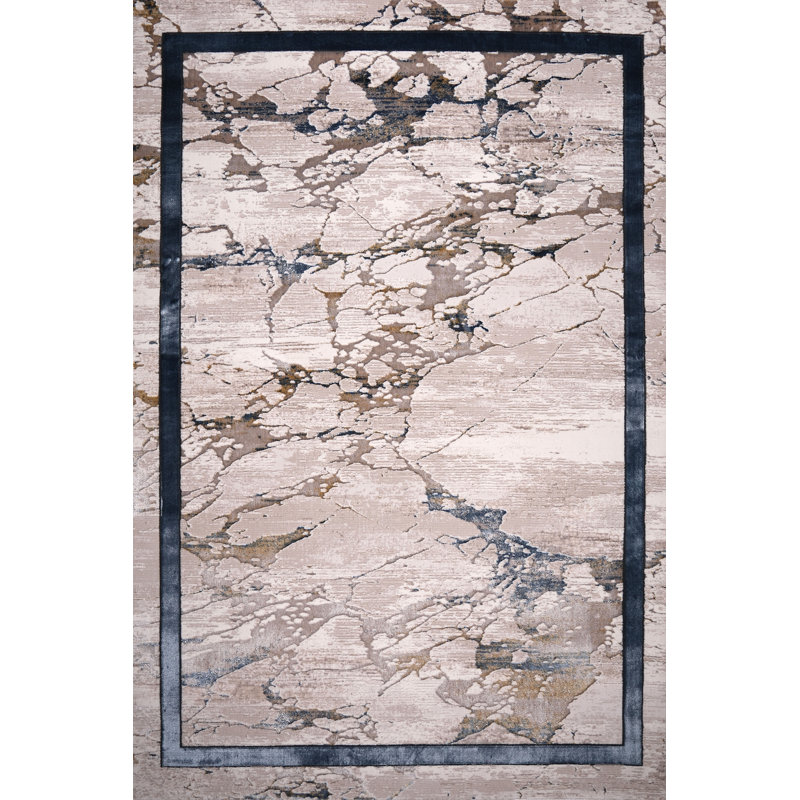 Ruby Marble Boxed Edge Abstract Area Rug, Runner 66 x 300 cm