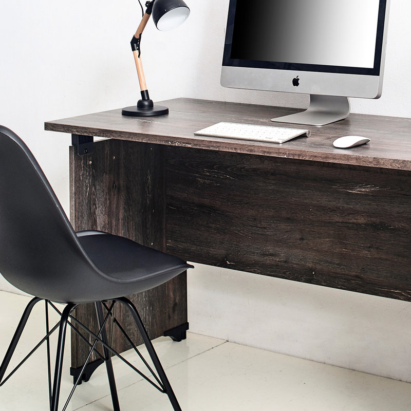 Bureau d'ordinateur gris en bois composite pour entreprise - imperméable et résistant à la chaleur, résistant aux égratignures, panneau classé E0, épaisseur double, fabrication de chaleur de table d'écriture, égratignure