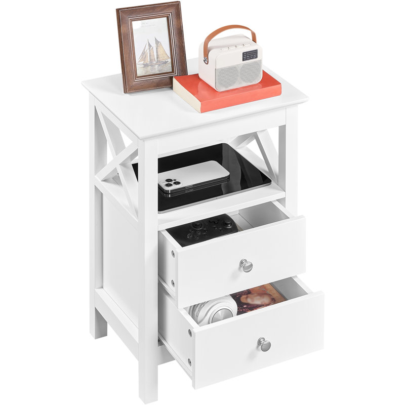 Farmhouse 2 Drawer Nightstand with Shelf
