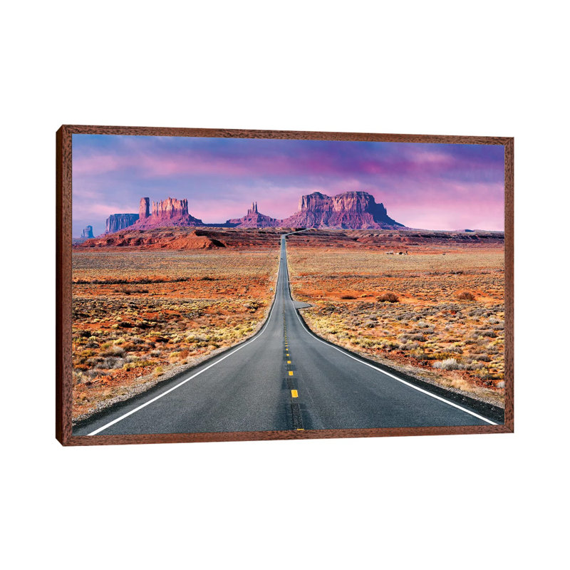 Road To Monument Valley, Sunset by Susanne Kremer - Print on Canvas, 66.04cm H x 101.6cm W x 3.81cm D