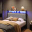 Tête de lit avec rangement et tête de lit en métal avec station de charge DEL et port USB-909688277-909688272