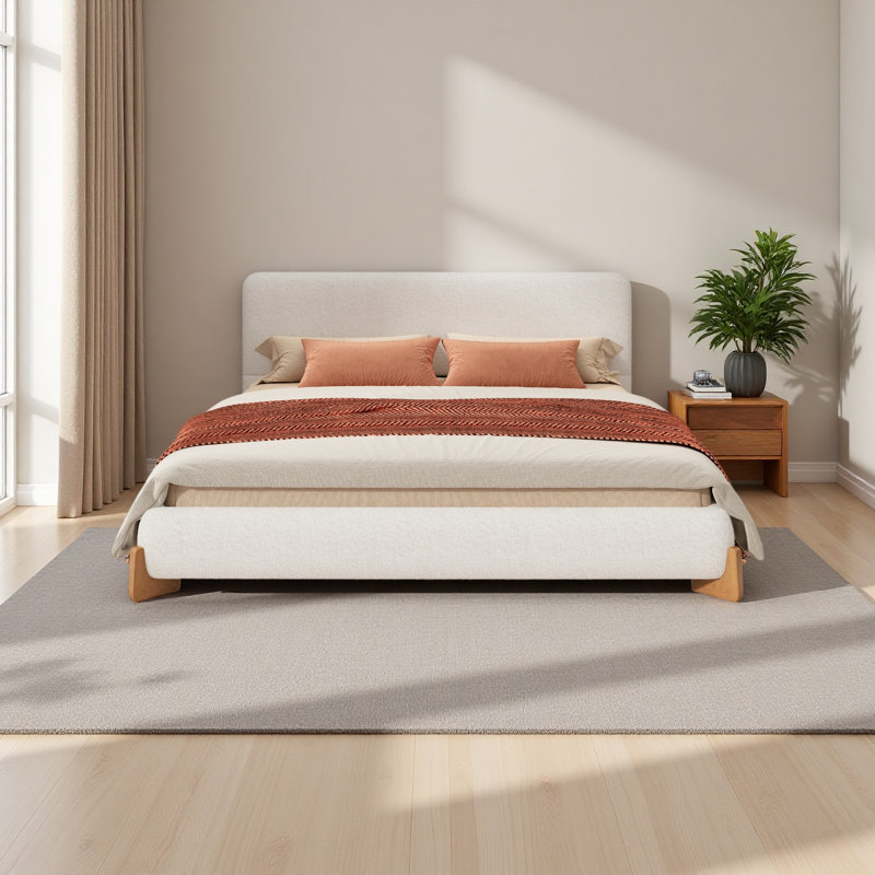 Élégant lit rembourré Boucle, une pièce maîtresse de chambre luxueuse et confortable, Très grand lit