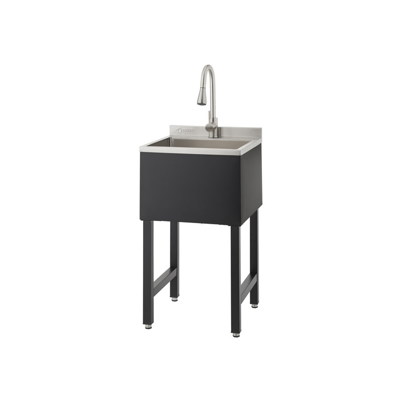 Trinity Basics Ecostorage® | 18X16X13 Basin | Stainless Steel Utility Sink | Nsf | W/ Pull-Out Faucet | Black, Black