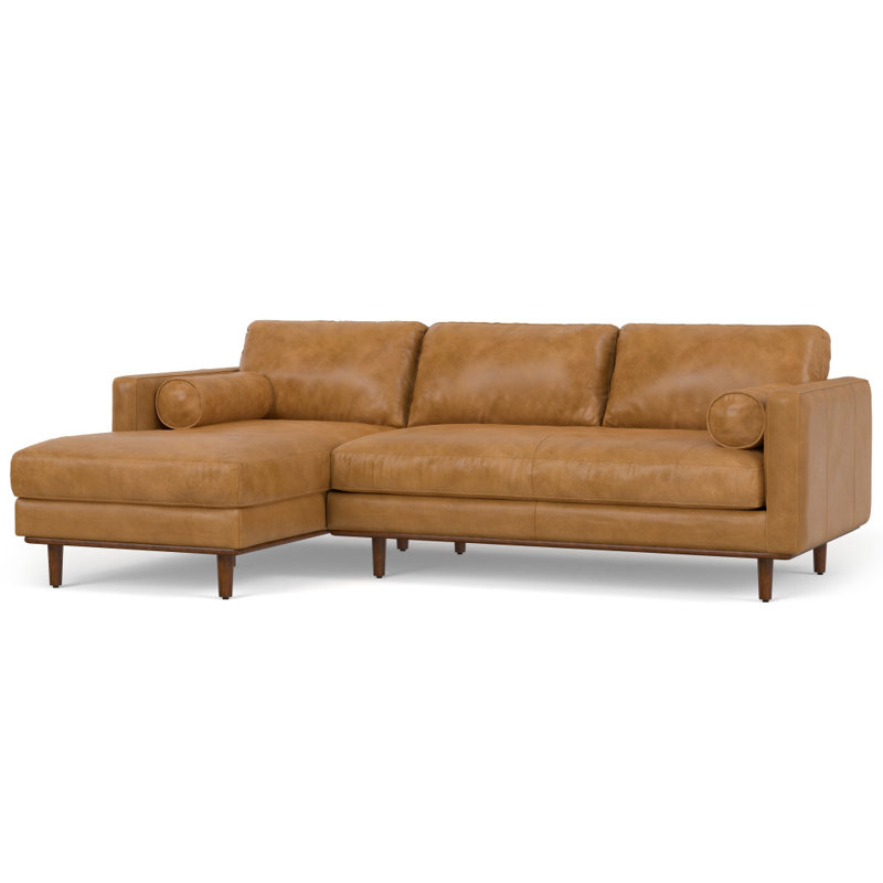 Morrison Left Sectional Sofa, Light Brown Leather