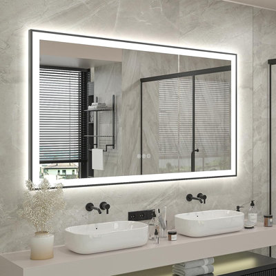 Atherton Modern Frameless Anti-Fog LED Lighted Dimmable Wall Mounted Bathroom Vanity Mirror