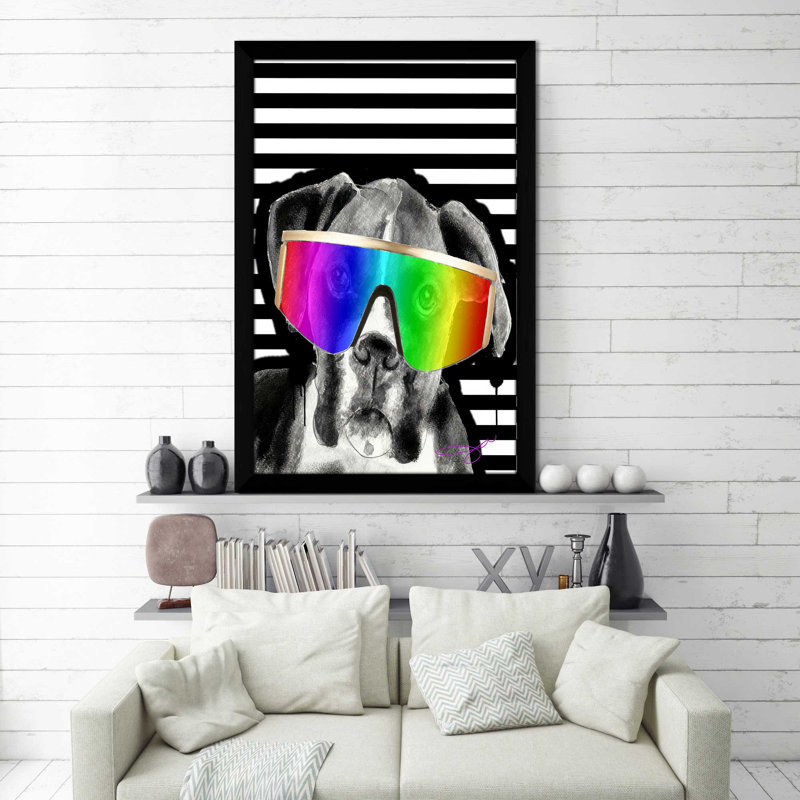 " Boxer (Vertical) " by By Jodi, Black Framed, 27.5" H x 21.5" W x 0.75" D