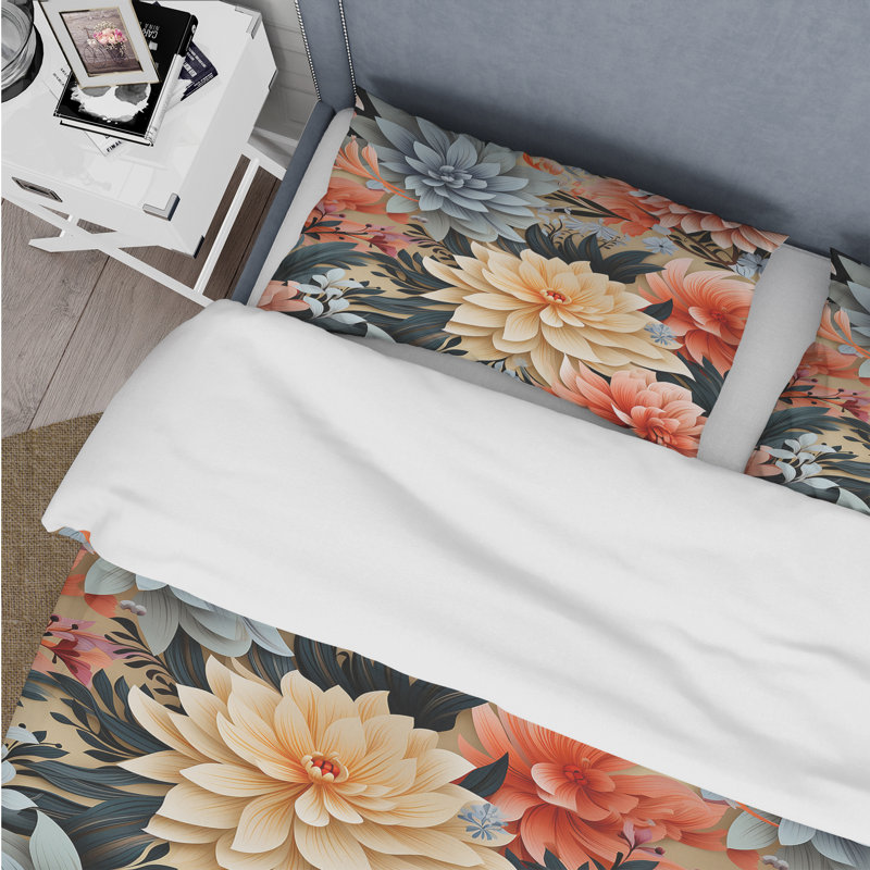 Ensemble de housse de couette Multicolor Contemporary Fusion Floral Pattern - Floral
