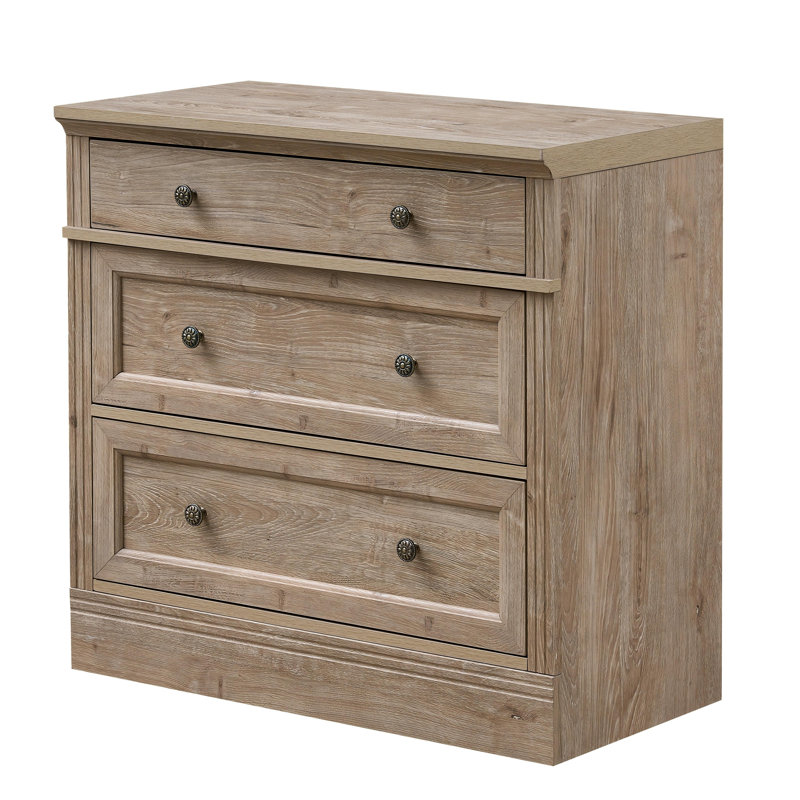 Retro Elegant Oversized 3-drawer Nightstand（set Of 2）, Natural