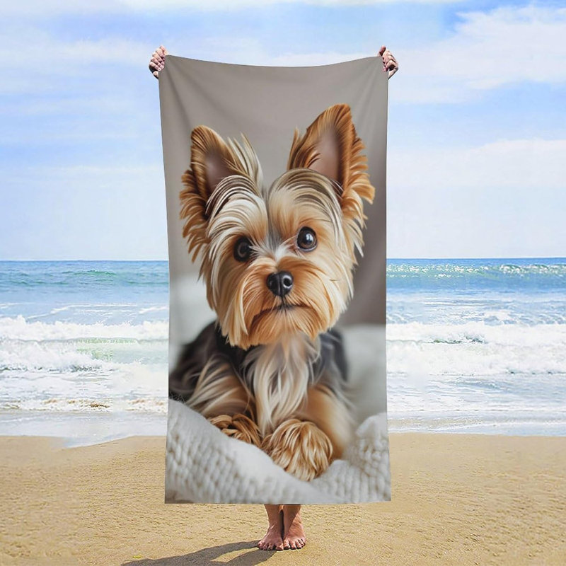 Yorkie Dog Oversized Bath Towels, Highly Absorbent Quick Dry Soft Beach Towel, Sand Free Multipurpose for Beach Pool Bathroom Hotel Picnic 35*70inch
