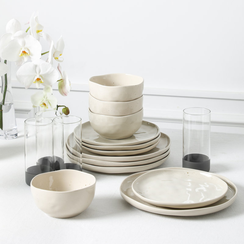 Service de table en grès borosilicaté 32 pièces Stone Lain Mirella, Beige