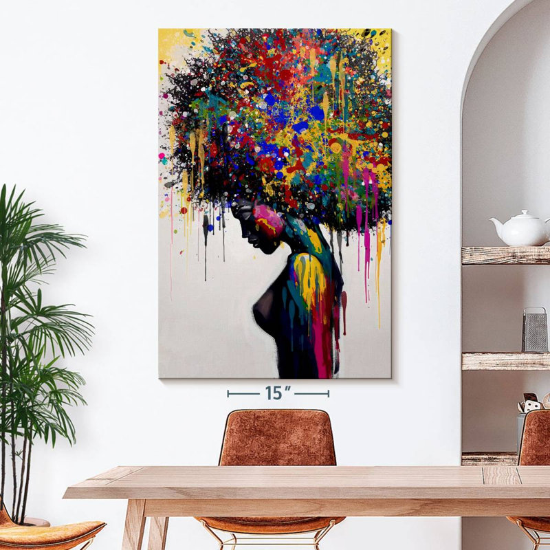 " Afro Color Splash " Print, 51" H x 34" W x 1.25" D