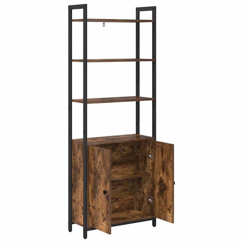 161cm H x 60cm W Steel Book Cabinet Bookcase, Smoked Oak