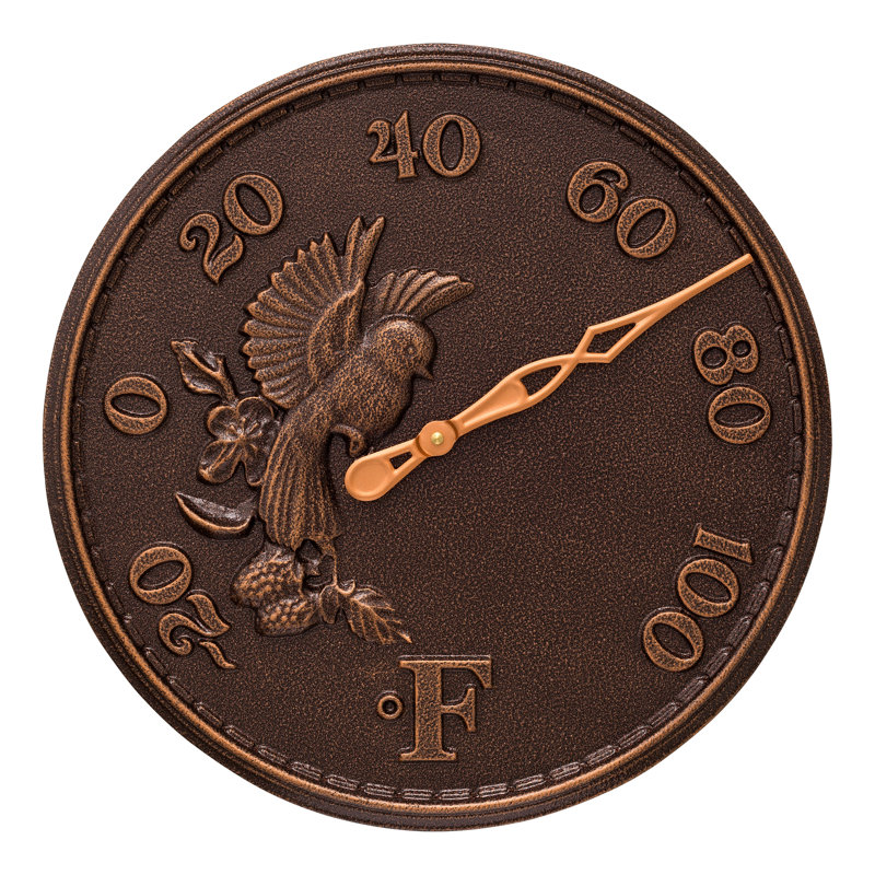 16" Songbird Thermometer, Antique Copper