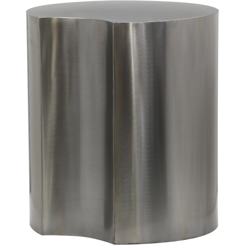 Hylie Iron Top End Table, 18" H x 16" W x 16" D, Silver/Brushed Silver