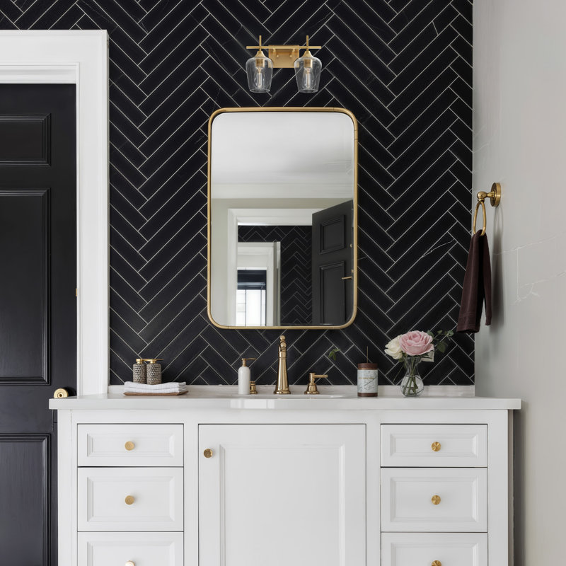 Éclairage pour meuble-lavabo à intensité variable Herminie, Laiton antique, Clair, Deux lumières